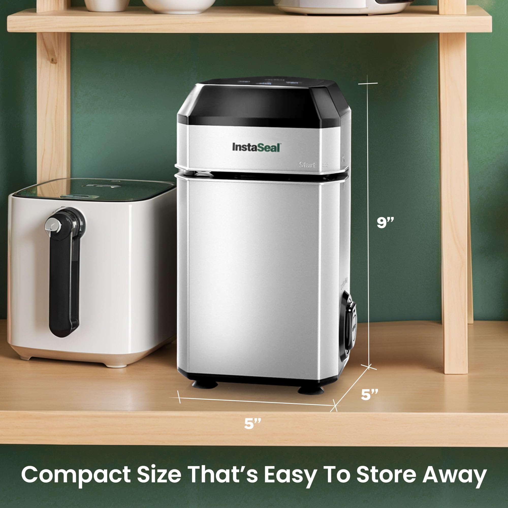 Instaseal Food Vacuum Sealer Machine With 12 Bags, Compact Upright Food Sealer Vacuum Sealer For Food Allows To Seal Liquids, Ma